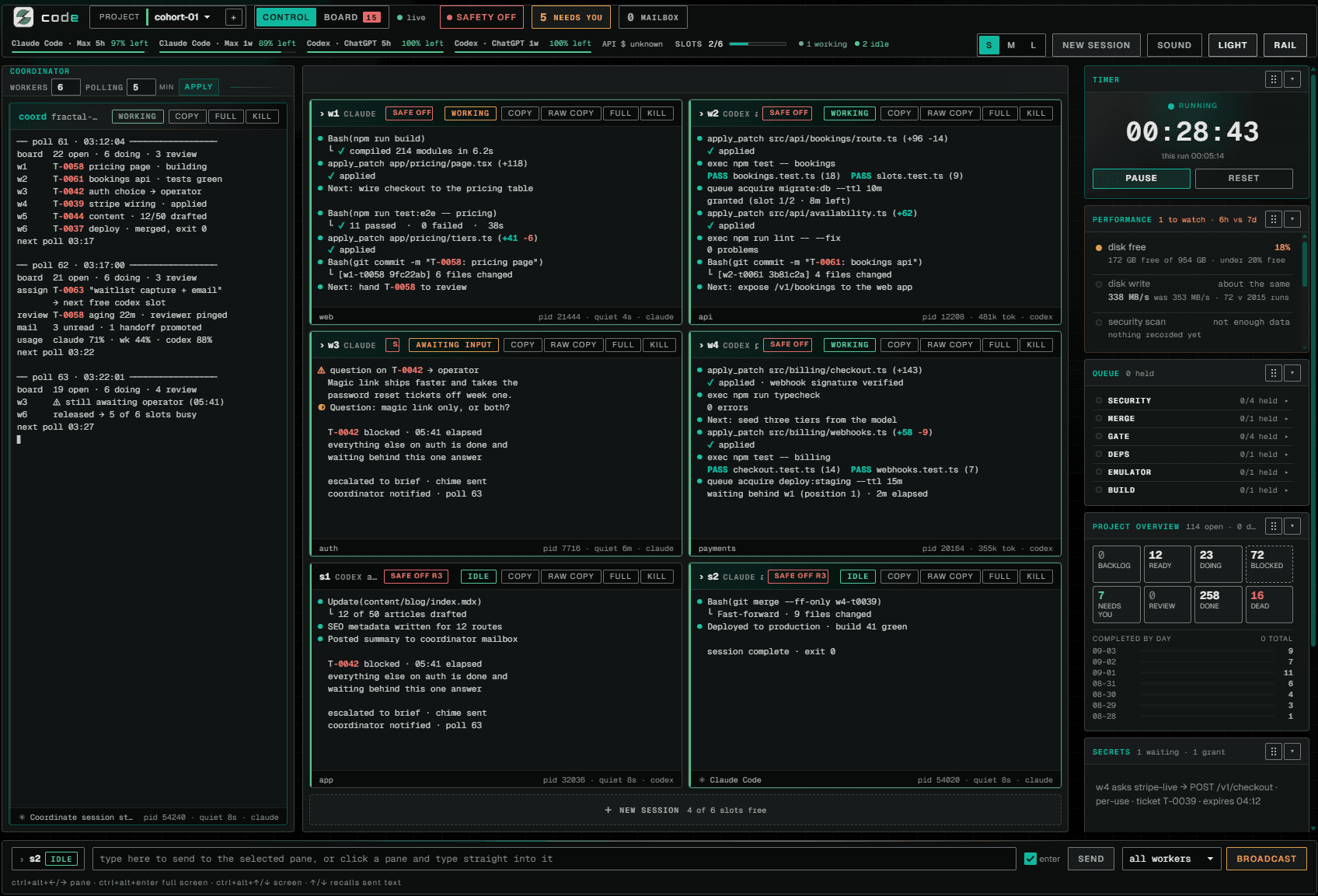 Fractal Code coordinating multiple coding agents